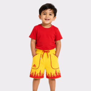 Kids Regular Flame Printed Sports Cotton shorts (S)