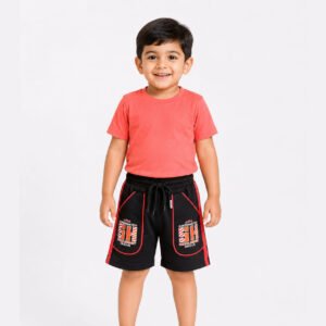 Kids Regular Dual Side Bit Sports Black Cotton Shorts (S)